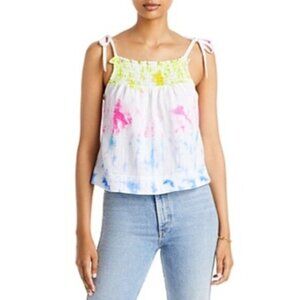 Aqua Womens Tie-Dye Smocked Camisole Top S 100% Cotton